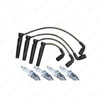 Bosch 4 Nickel Spark Plugs+Lead Kit for Holden Barina TK SA086 1.6L I4 05-11