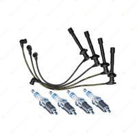 Bosch 4 Spark Plugs+Lead Kit for Nissan Bluebird U14 EU14 1.8L SR18DE I4 96-98