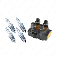 Bosch 4 Spark Plugs+Ignition Coil for Mazda 626 GF GWEW 2.0L FSDE I4 93KW 98-02