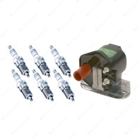 Bosch 6 Spark Plugs+Ignition Coil for Mercedes Benz 300SEL W140 3.2L I6 91-93