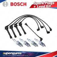 Bosch 4 Spark Plugs+Lead Kit for Mazda Familia Y10 WFNY10 WFY10 1.5L I4 90-97