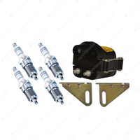 Bosch 4 Spark Plugs+Ignition Coil for Mitsubishi Sigma GE GE5H41 1.9L I4 77-80