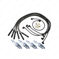 Bosch 4 Spark Plugs + Lead Kit for BMW 323i E30 2.3L M20B23 I6 12V 83-85