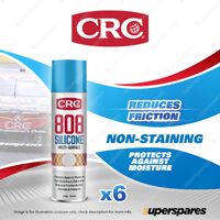 6 x CRC 808 Multi-Purpose Silicone Spray 330g/500ml - Non-Staining Odourless