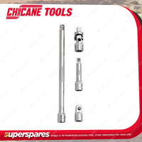 4 Pcs of Chicane 1/4" Drive Wobble Plus Extension Bar & Accessory Set