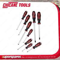 9 Pcs Chicane Go-Thru Screwdriver Set - Heavy Duty Plastic Case w/Steel Latches
