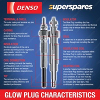4 x Denso Glow Plugs for Bedford CF 2.1D 2068cc 4Cyl 2 Valve 1981 - 1987