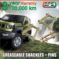 Rear EFS Greaseable Leaf Spring Shackles + Pins for Toyota Hilux 4WD 4/2005 ON