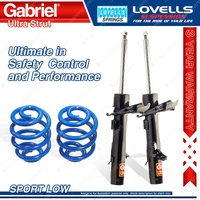2 Front Sport Low Gabriel Ultra Strut Shocks + Lovells Springs for Ford Focus LW