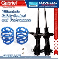 2 Front Super Low Gabriel Ultra Shocks + Lovells Springs for Mazda 323 BG 4 Cyl