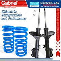 2 Front HD STD Gabriel Ultra Strut Shocks + Lovells Springs for Kia Shuma AFB