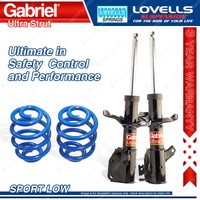 2 Front Sport Low Gabriel Ultra Strut Shocks + Lovells Springs for Ford Laser KN