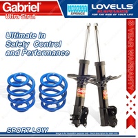 2 Front Sport Low Gabriel Ultra Strut Shocks + Lovells Springs for Mazda 626 GF