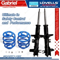 2 Front Sport Low Gabriel Ultra Shocks + Lovells Springs for Daewoo Nubira J150