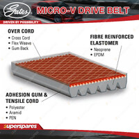 Gates Alt Micro-V Drive Belt for Alfa Romeo 147 937 156 932 4C Spider 960 GTV