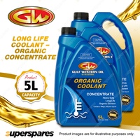 2 x Gulf Western Long Life Coolant Organic Anti-Boil&Freeze Concentrate Red 5L