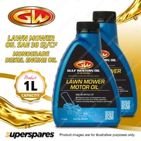 2 x Gulf Western Lawn Mower Oil SAE 30 API SJ/CF Monograde Diesel Engine Oil 1L