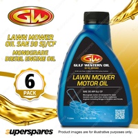 6 x Gulf Western Lawn Mower Oil SAE 30 API SJ/CF Monograde Diesel Engine Oil 1L