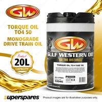 1 x Gulf Western Torque Oil TO4 SAE 50 Monograde Drive Train Oil 20L