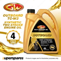 4 x Gulf Western Outboard Two Stroke Marine TC-W3 Ash Less Engine Oil 4L