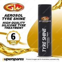 6 x Gulf Western Aerosol Tyre Shine High Quality Silicone Tyre Treatment 350g