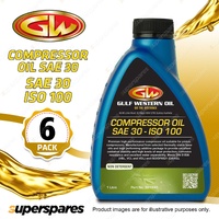 6 x Gulf Western Compressor Oil SAE 30 ISO 100 for Piston Compressors 1L