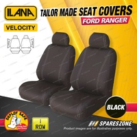 Front Ilana Black Velocity Car Seat Covers for Ford Ranger PX Double Cab 15-22