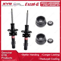 Pair Front KYB Shock Absorbers + Strut Mount Kit for Volkswagen Polo 6C 6R 14-ON