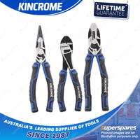 3 Pcs of Kincrome Plier Set - Combination & Long Nose & Diagonal Cutting Plier