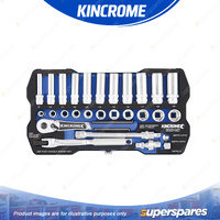 28 Pcs of Kincrome 3/8" Drive LOK-ON Socket Set - Metric Mirror Polish Finish
