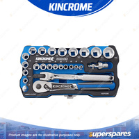 26 Pcs of Kincrome 1/4" & 3/8" Drive LOK-ON Socket Set - Metric Mirror Polish