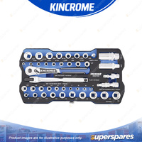 44 Pcs of Kincrome 1/4" & 3/8" Drive LOK-ON Socket Set - Metric & Imperial