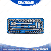 42 Pcs of Kincrome 1/2" Drive Socket Set - Metric & Imperial Mirror Polish