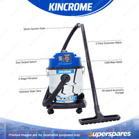 Kincrome Wet & Dry Garage Vacuum - 240V 20L Capacity 1250 Watt Motor