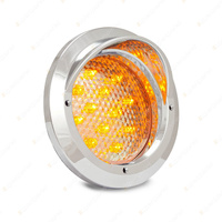 LED Autolamps Chrome Amber Round Rear Indicator Light 12-24V 12 LED Lamp Blister