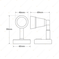 LED Autolamps Black Interior Reading Light Polycarbonate Lens 12 Volt Bulk