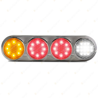 LED Autolamps Stop Tail Indicator Reverse Quad Light Coloured Lens Chrome