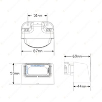 LED Autolamps 87 Series Licence Plate Light 87mm x 69mm x 55mm Single Bulk