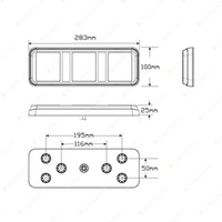 LED Autolamps Stop Tail Indicator Reverse Light with Reflectors 24V Bulk