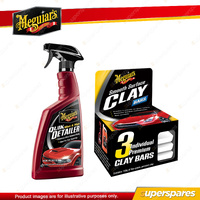 Meguiar's Quik Detailer Spray 473ml + Smooth Surface Clay Bar 3 Pack 150g