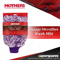 Mothers Shaggy Microfibre Wash Mitt - Strong Stitched Core Car Cleaning Washing