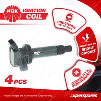 4 x NGK Ignition Coils for Toyota Corolla ZZE122R MR2 ZZW30R 1.8L 4Cyl 1ZZFE 16V