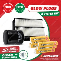 NGK Glow Plug & NTK Air Oil Filter Kit for BMW X5 E70 3.0L N57D30A 2010-2013