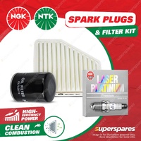 NGK Platinum Spark Plugs & NTK Air Oil Filter for Toyota Tarago ACR50R 2.4 06-19