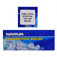 Narva 12 Volt 21W Ba15D Incandescent Globes 25mm wide x 50mm - Box Of 10
