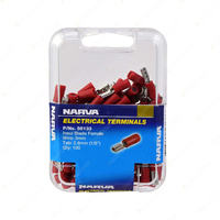Narva 2.8 X 0.8mm Female Blade Terminal Wire size 2.5-3mm Red - Pack of 100