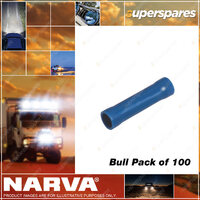 Narva Blue Cable Joiners Flared Vinyl Electric Terminals 4mm - 100 pack