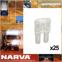 Narva 25 Amp Micro 2 Blade Fuse 15 x 9mm White Colour - Box Pack of 25