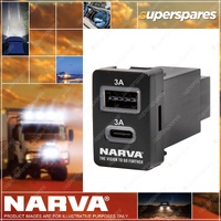 Narva 12V Illuminated USB-C Port for Toyota Prado 150 Landcruiser 200 RAV4 Hilux