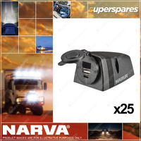 Narva Heavy-Duty Surface-Mount Dual USB/USB-C Socket - Black Housing 25 Pack